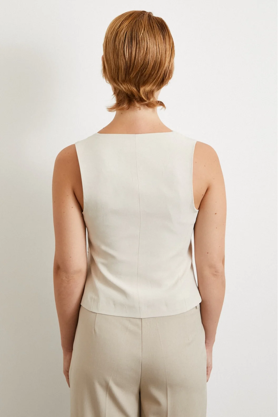 Cep Kapaklı Keten Yelek Krem