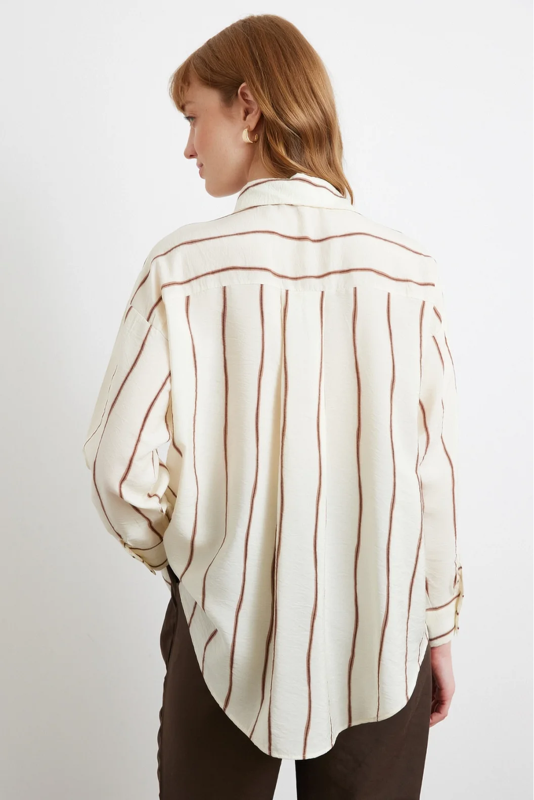 Striped Modal Shirt Brown