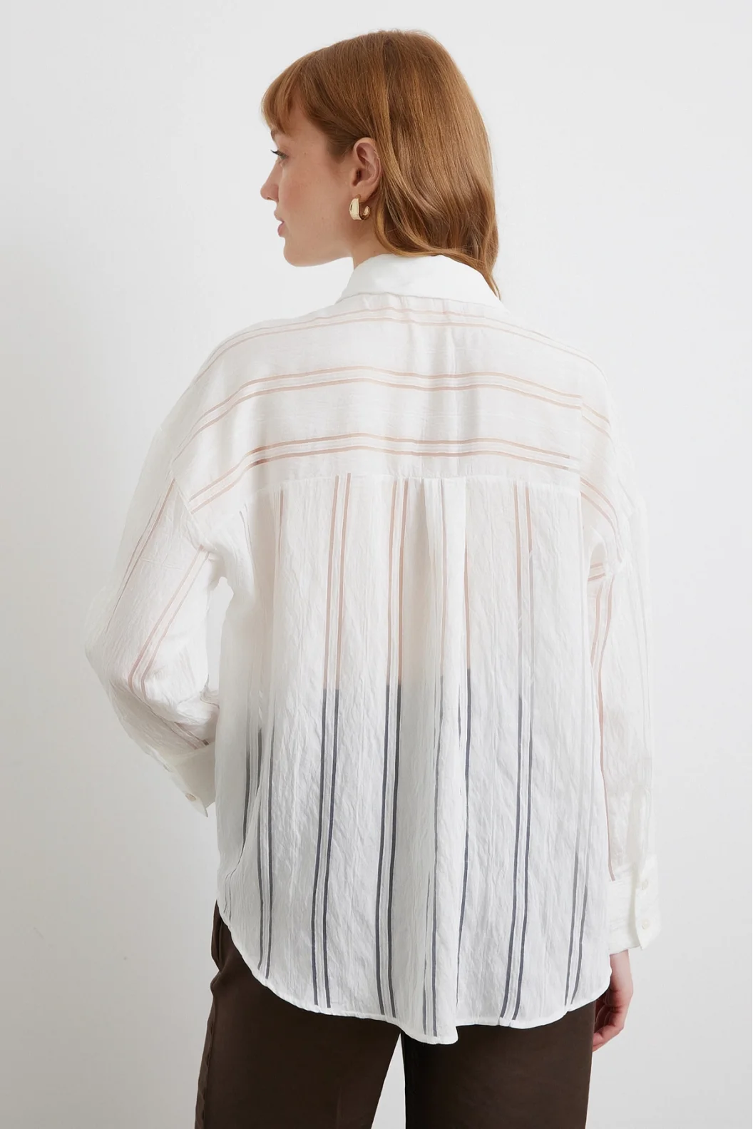 Organza Striped Shirt Ecru