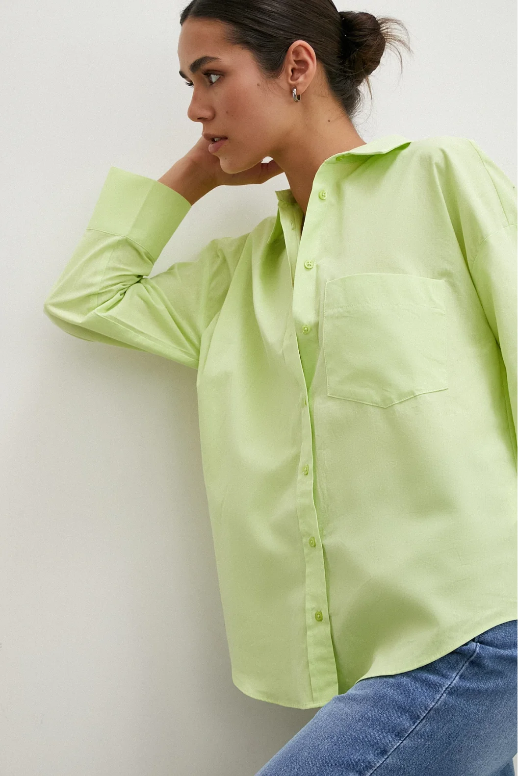 Regular Fit Poplin Shirt Green