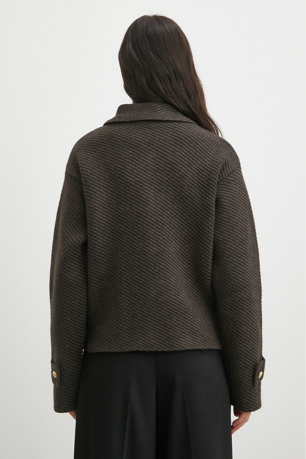 Polo Yaka Cepli Gold Düğmeli Ceket Kahve