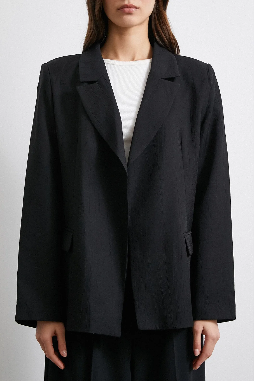 Line Lined Molded Blazer Jacket Black