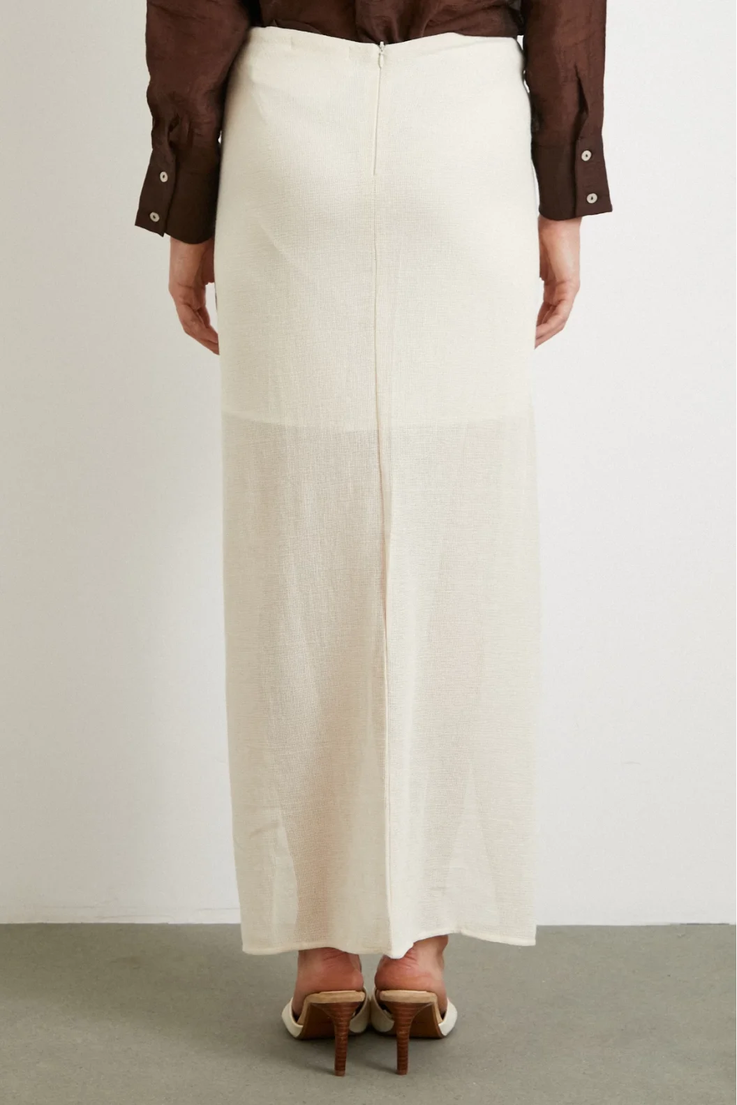 Önü Bağlamalı Etek Krem