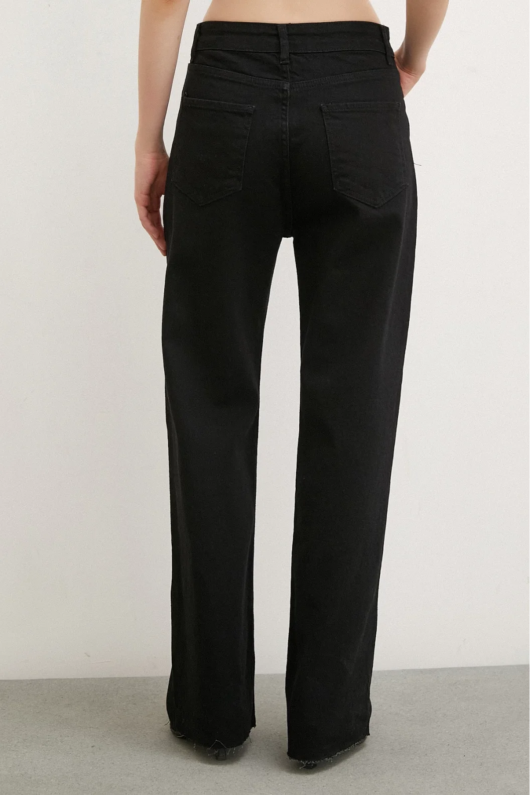 High Rise Distressed Wide Leg Jeans Black