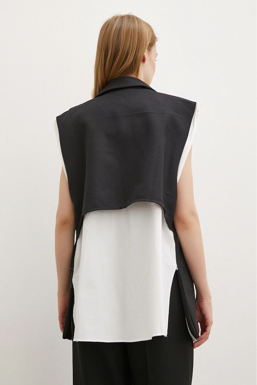 Shawl Collar Shirt Vest Black