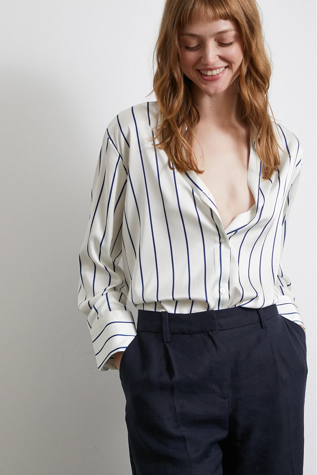 Zartes Chiffonbluse in Ecru