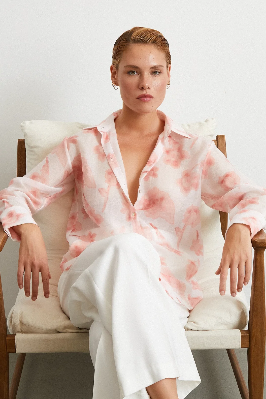 Organza Muster Tüllhemd Rosa