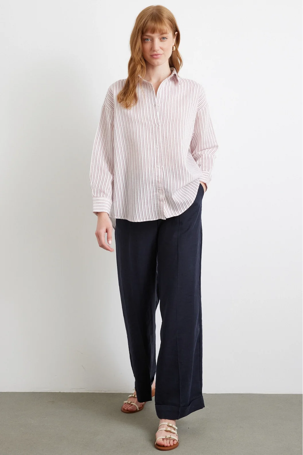 Symmetrisches gestreiftes Shirt Bordeaux
