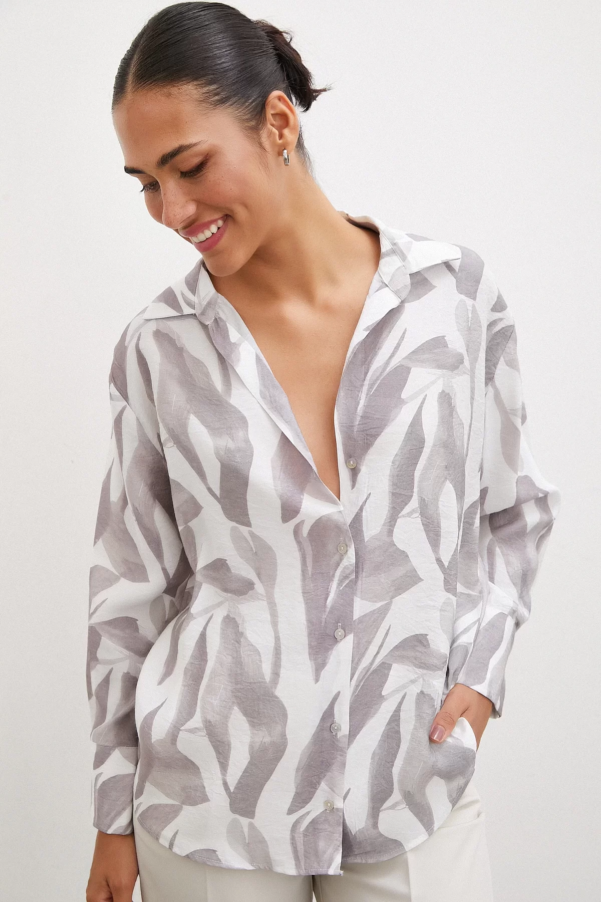 Patterned Modal Shirt Mink