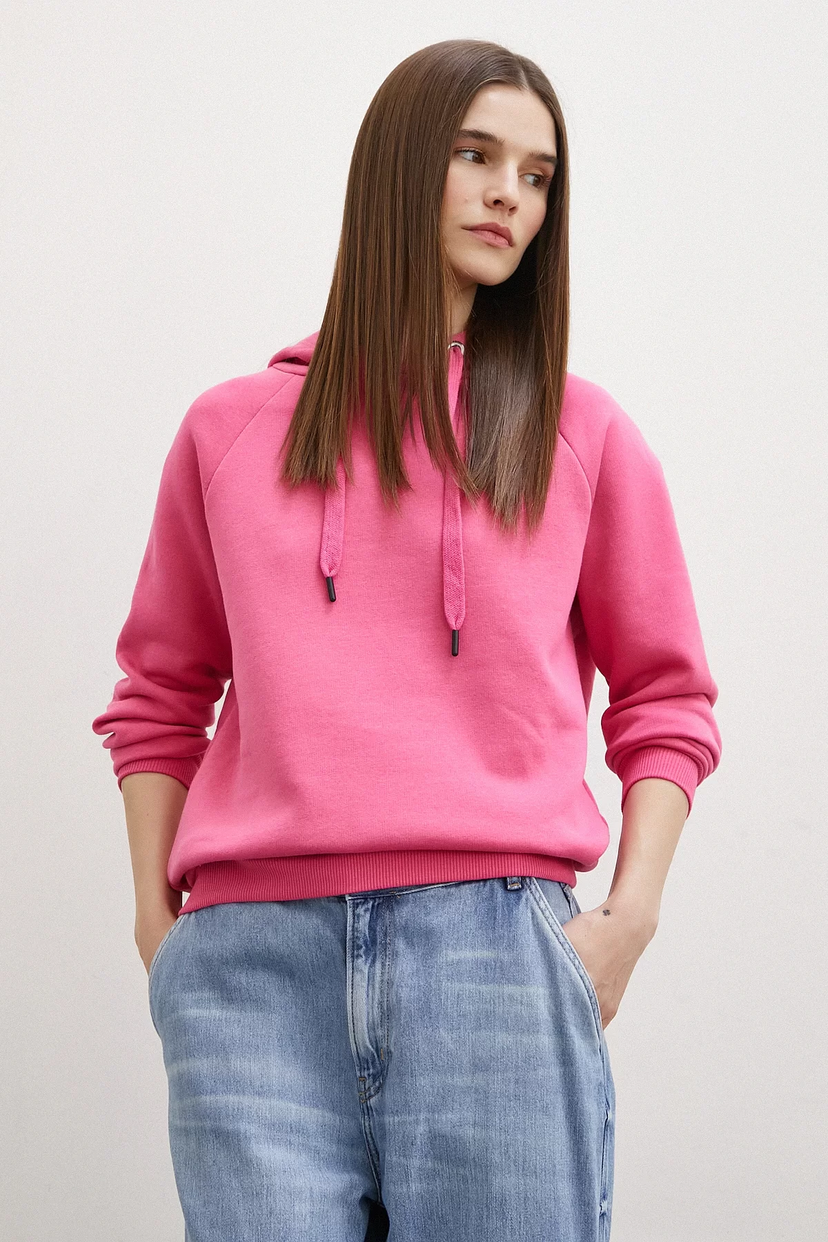 Kapüşonlu Sweatshirt Pembe