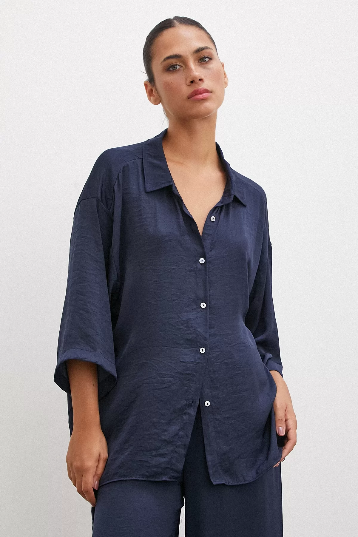 Flowy Romantic Shirt Navy