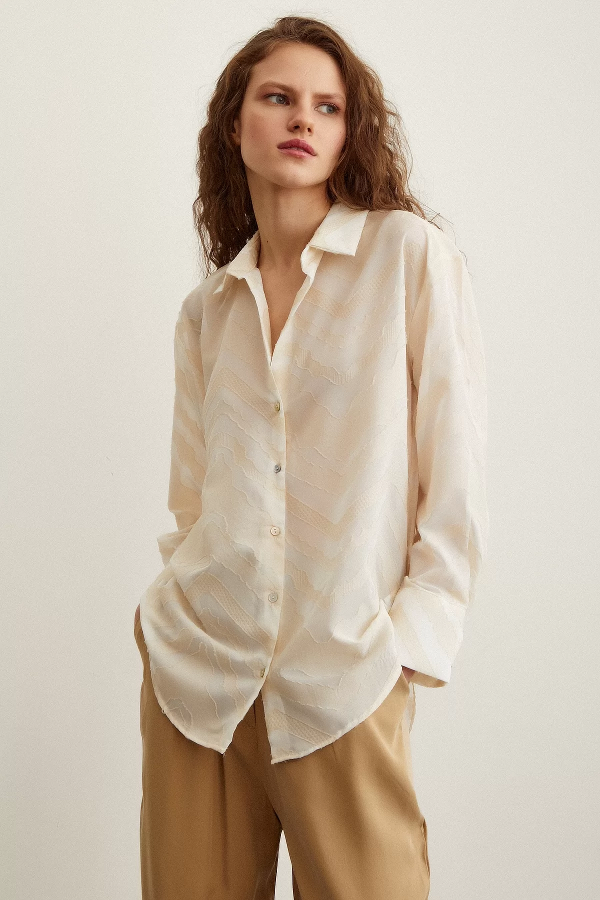 Viscose Flamed Shirt Cream