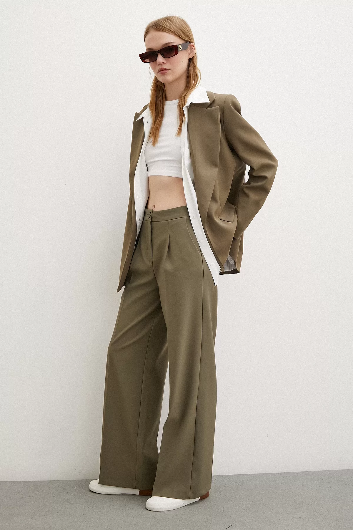 Wide Leg Trousers Khaki