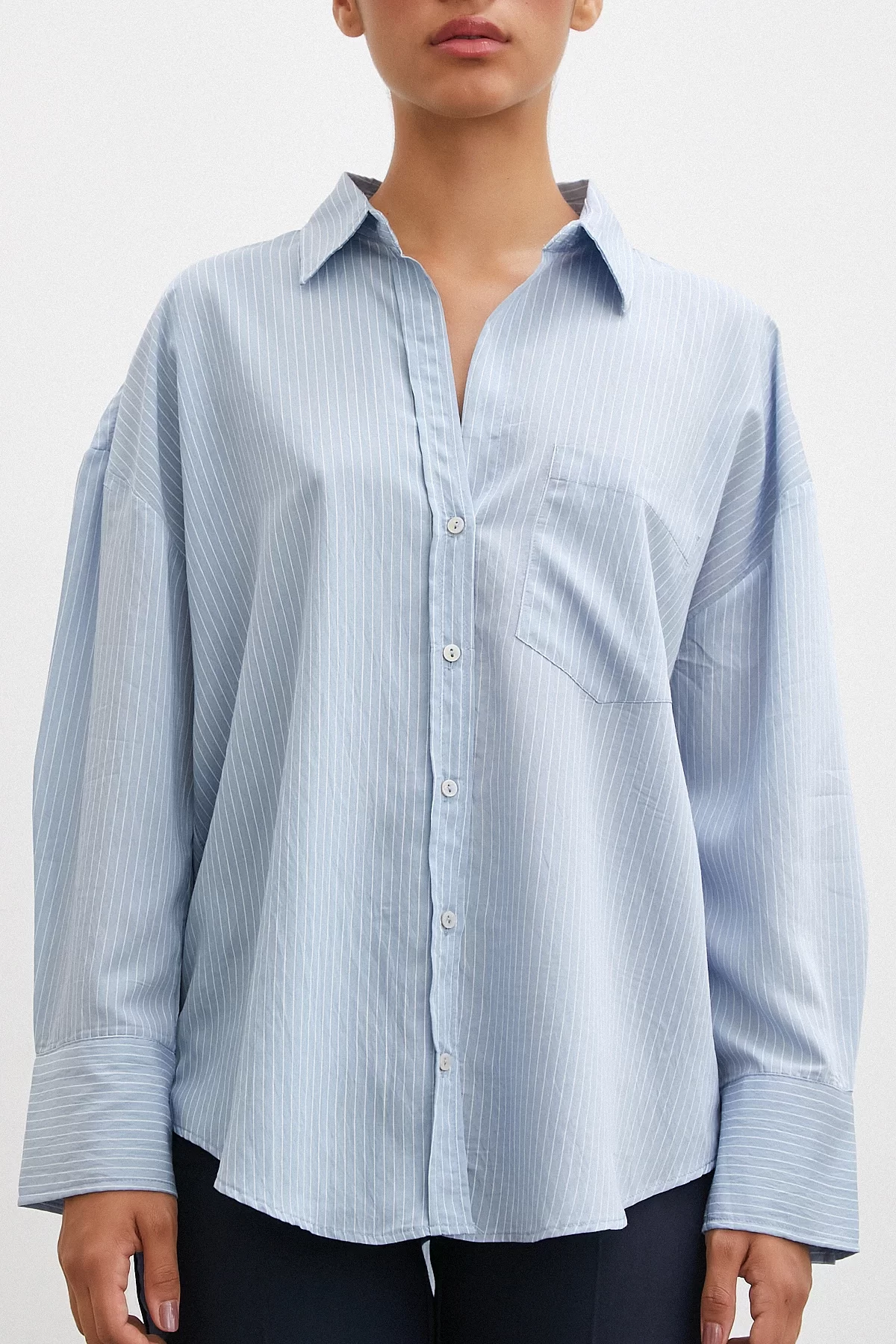 Pocket Striped Shirt Blue