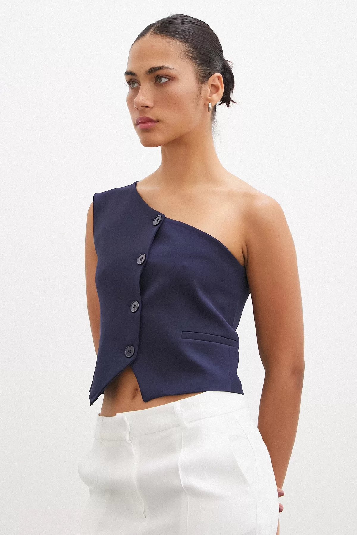 One-Shoulder Vest Navy