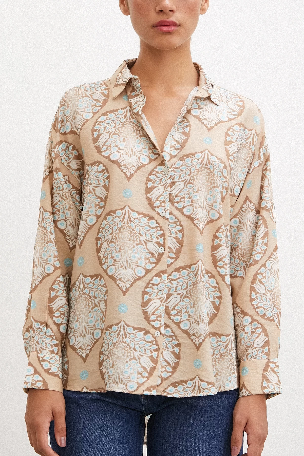 Ceramic Patterned Modal Shirt Coffee