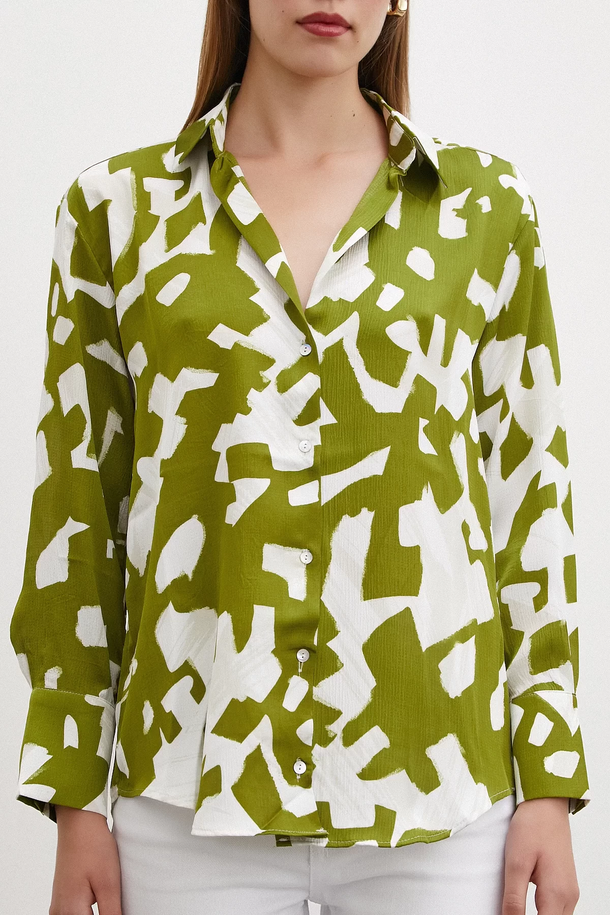 Geometric Pattern Shirt Green