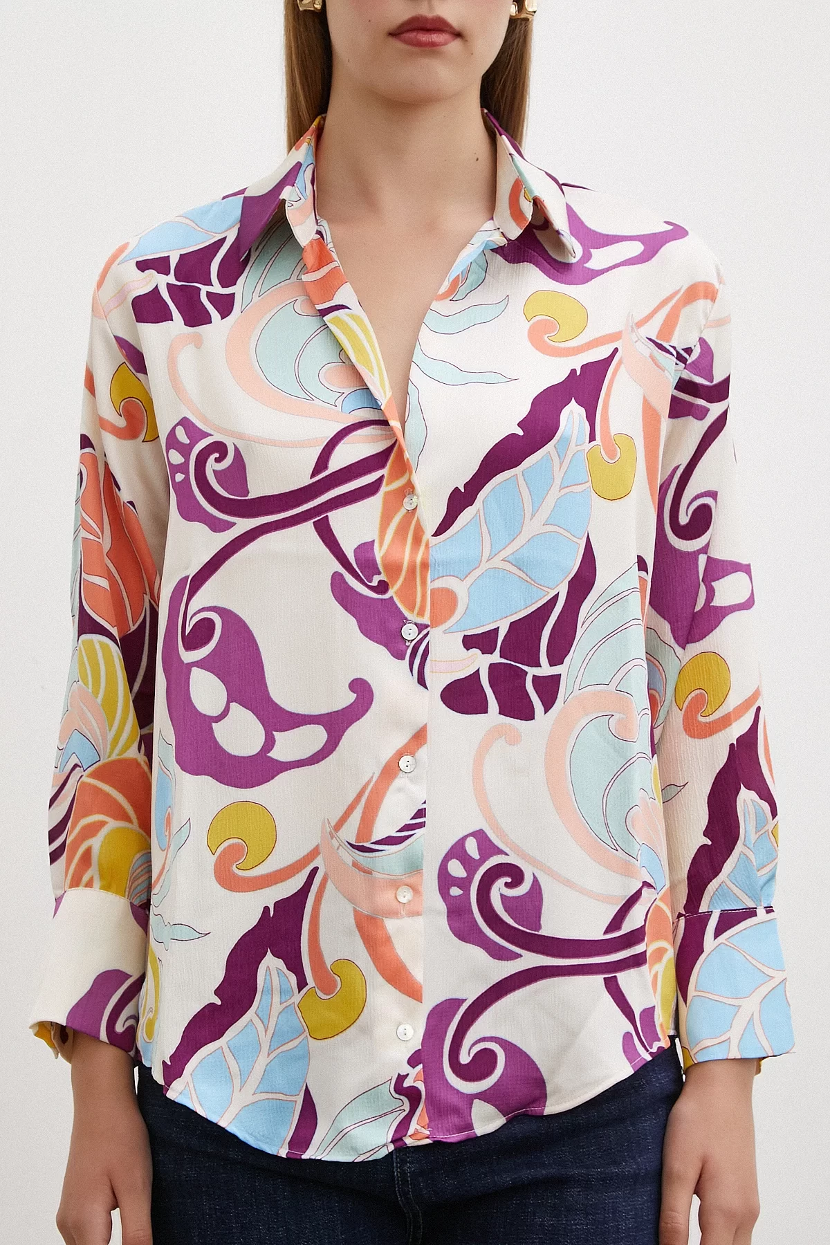 Silk Patterned Shirt Purple