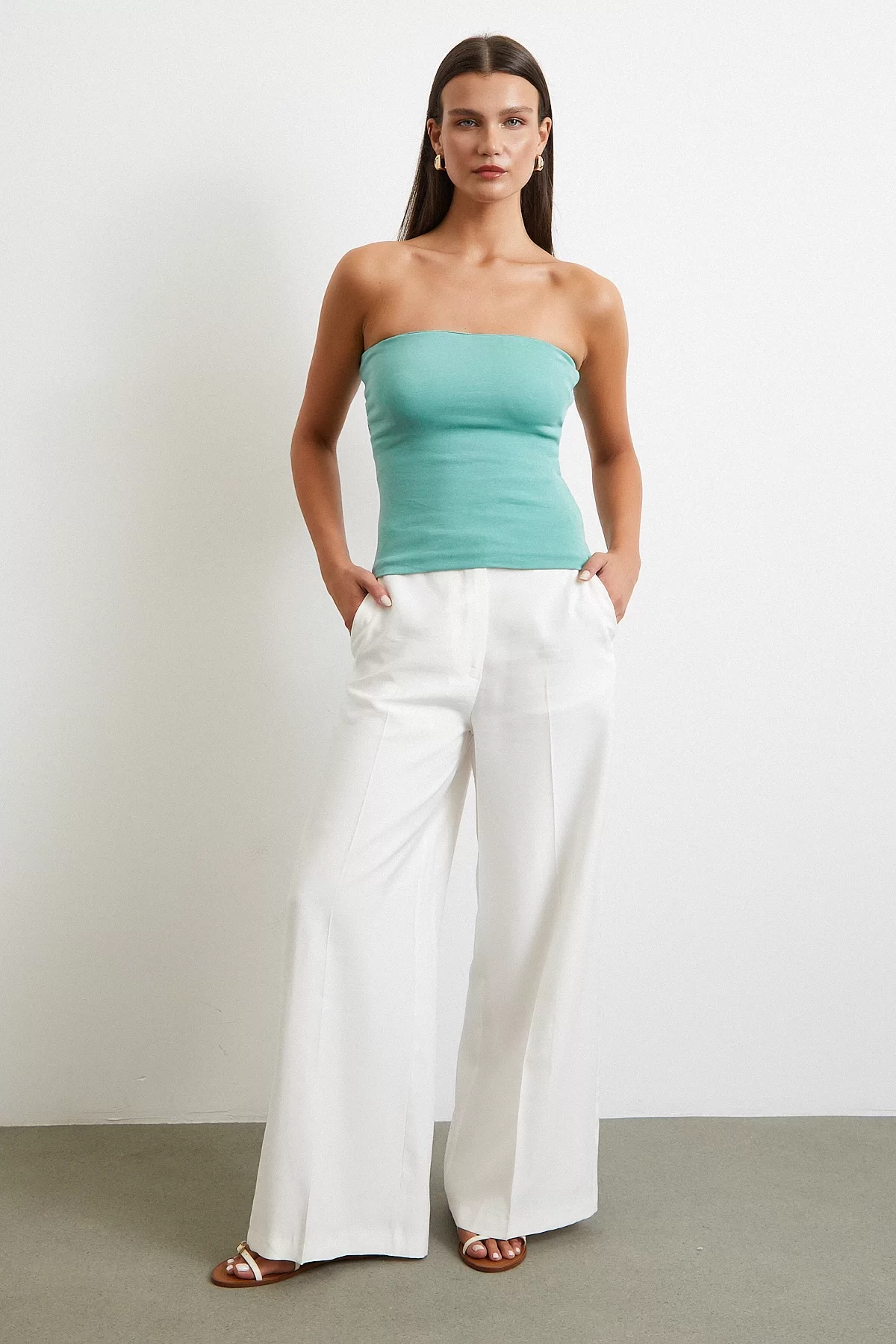 Straplez Top Yeşil