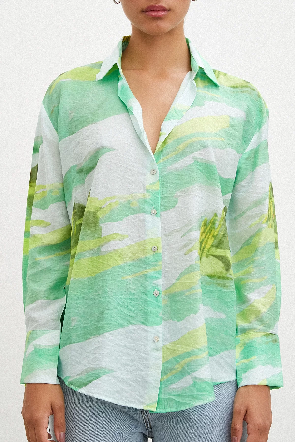 Hawaii Print Modal Shirt Green