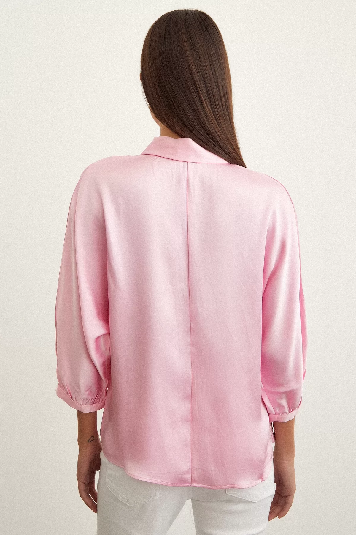 Poor Arm Satin Shirt Pink