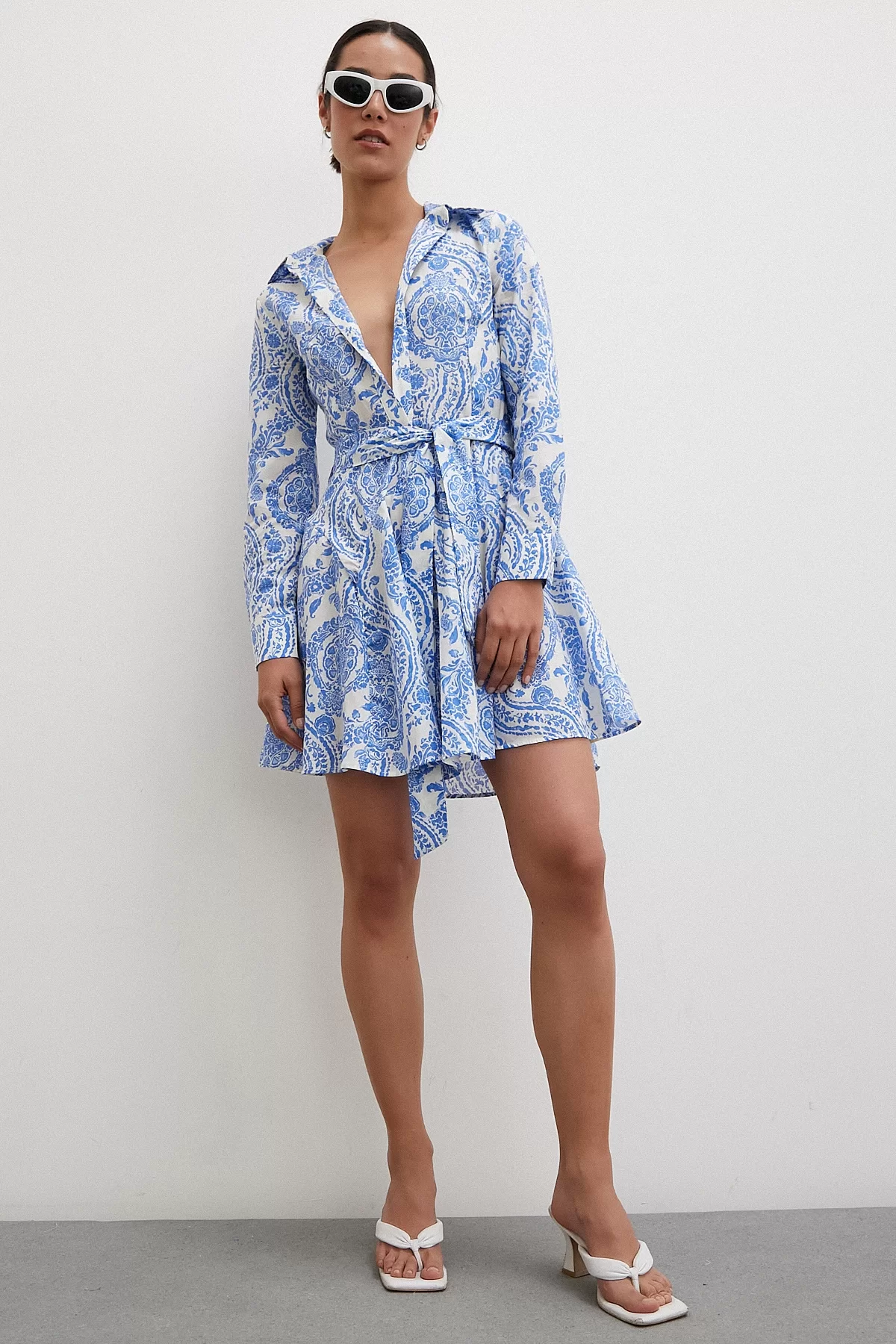 Godeli Patterned Dress Blue