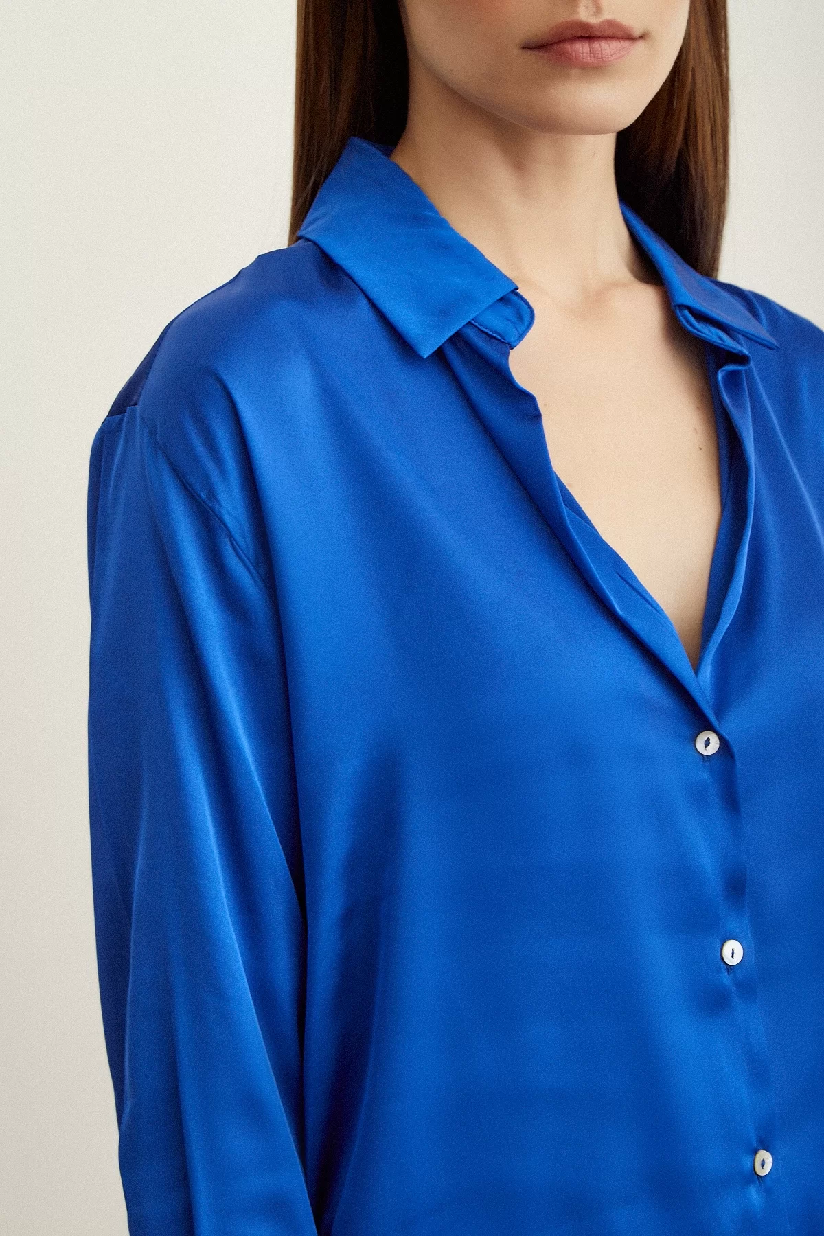 Basic Satin Shirt Blue