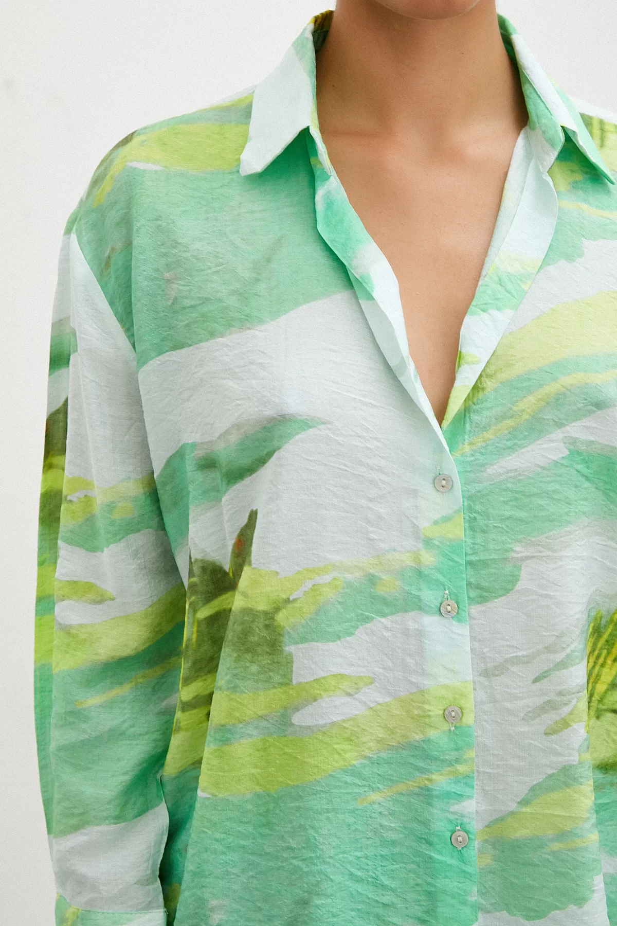 Hawaii Print Modal Shirt Green