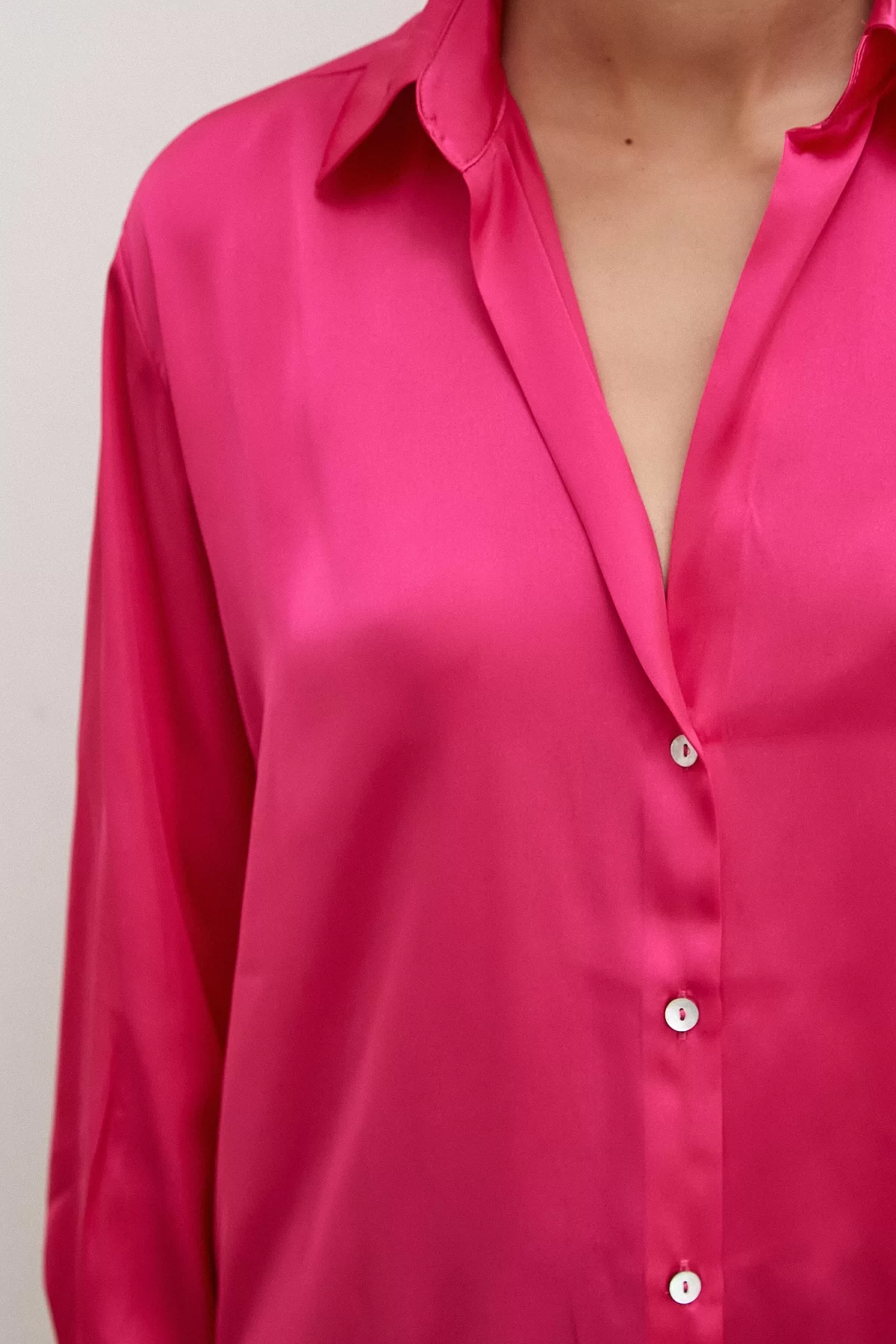 Basic Satin Bluse Fuchsia