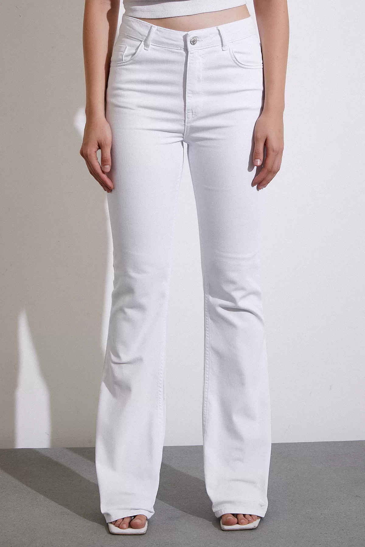 High Waist Flared Leg Spanish Jeans White