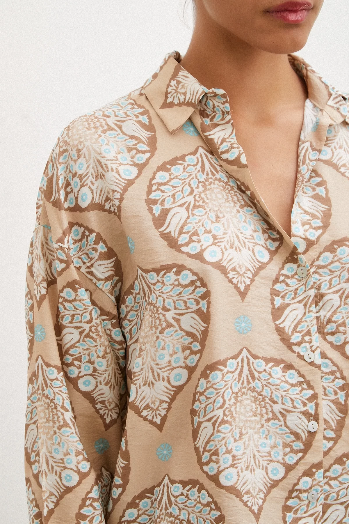 Ceramic Patterned Modal Shirt Coffee