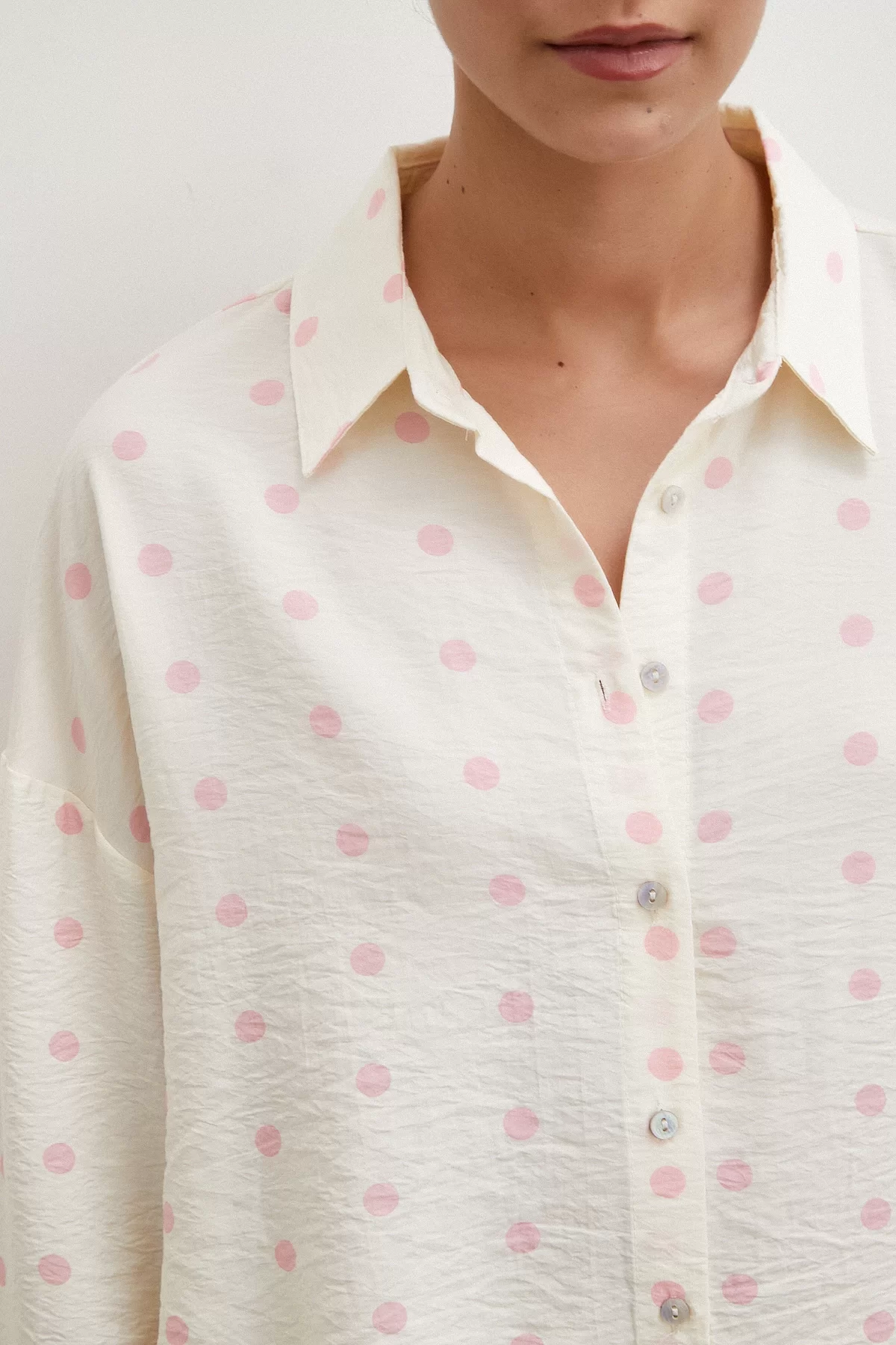 Polka Dot Oversized Shirt Pink