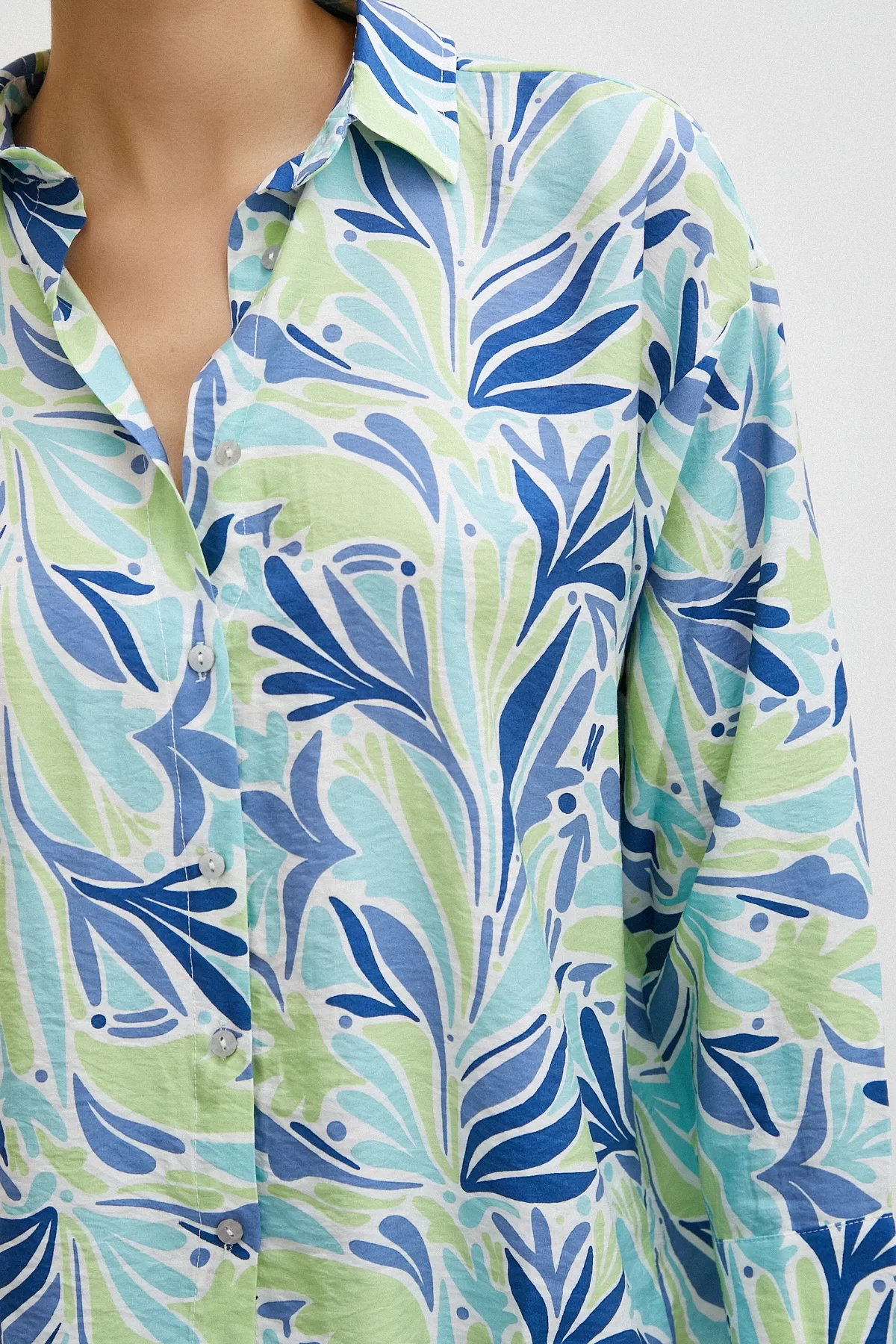 Printed Modal Shirt Blue