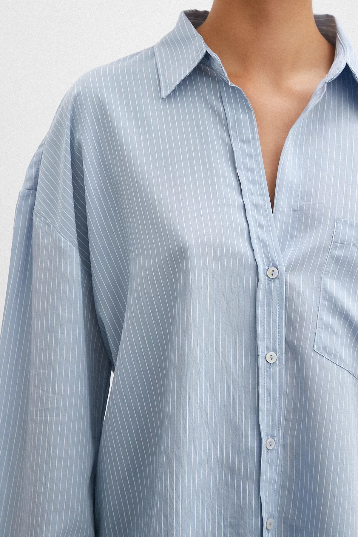 Pocket Striped Shirt Blue