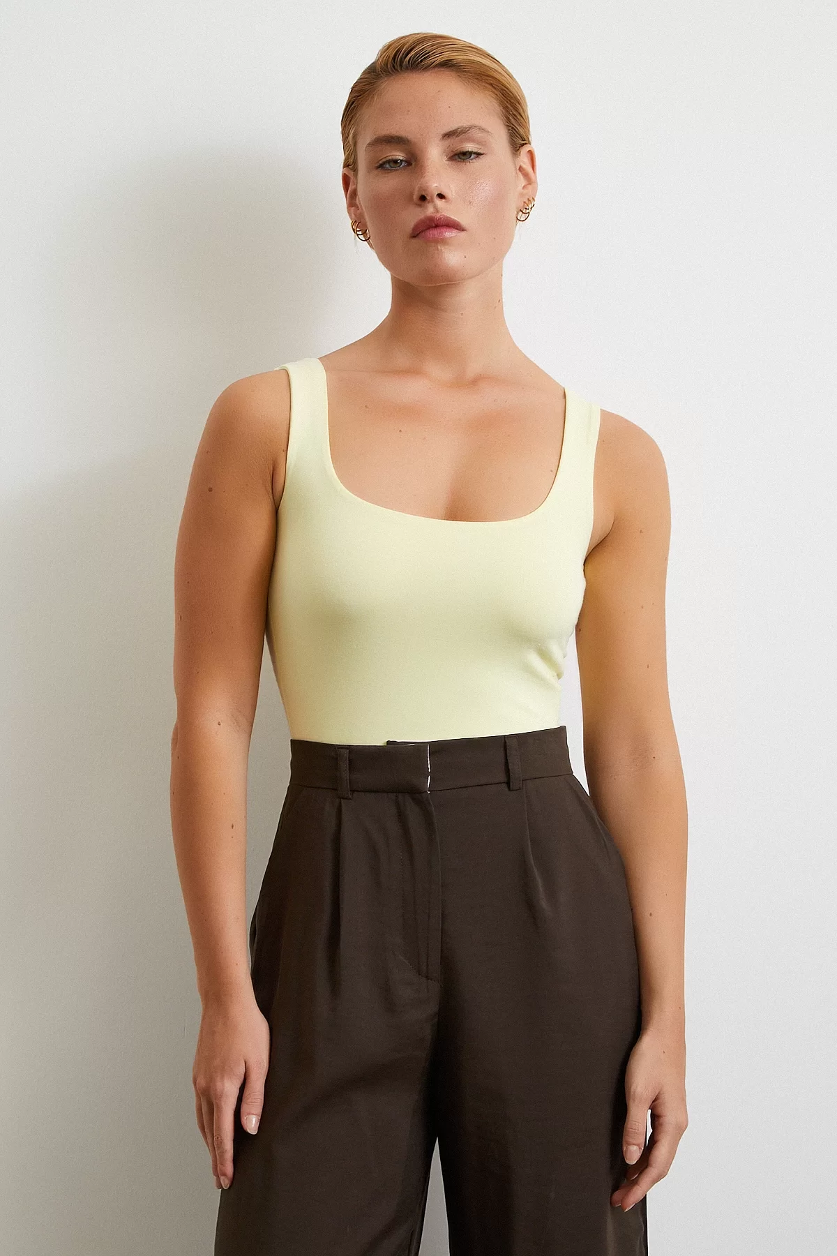 Askılı Basic Top Sarı