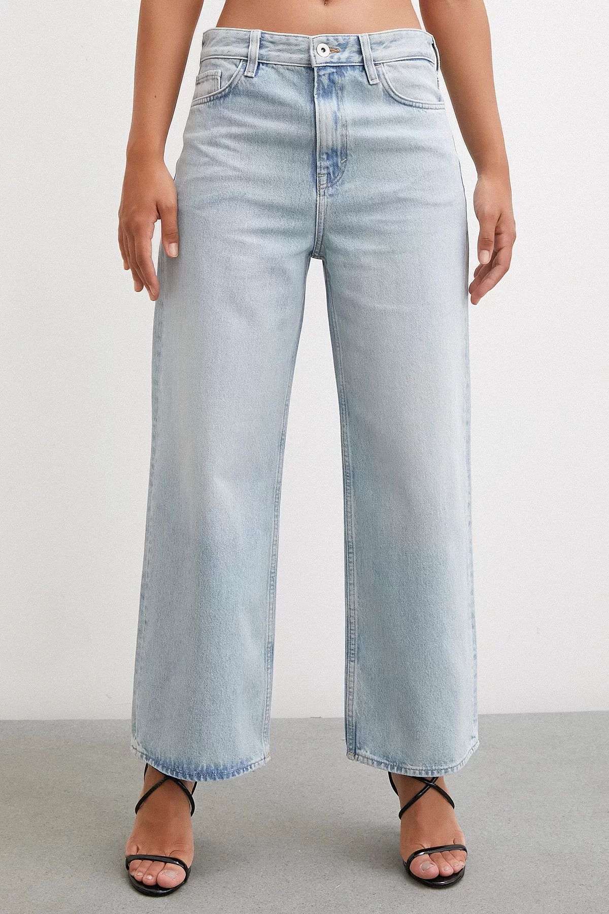 High Rise Wide Leg Slouchy Jeans Ice Blue