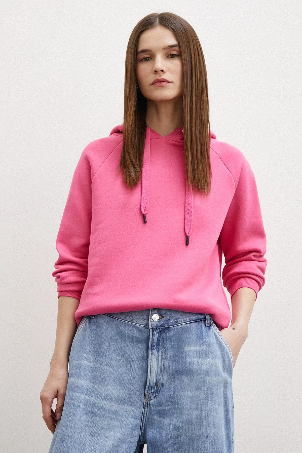 Kapüşonlu Sweatshirt Pembe