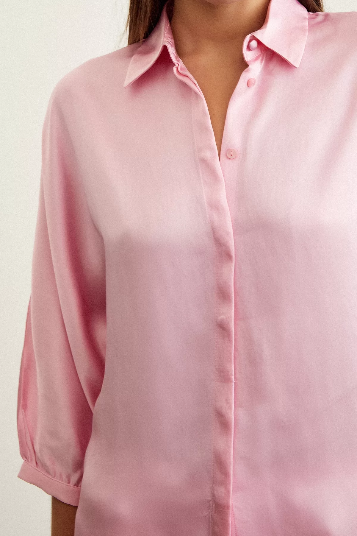 Poor Arm Satin Shirt Pink