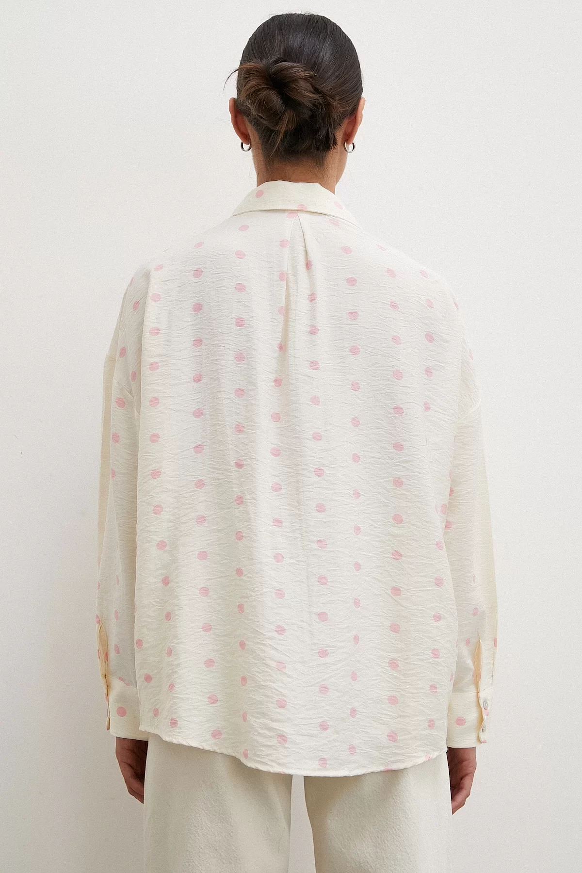 Polka Dot Oversized Shirt Pink