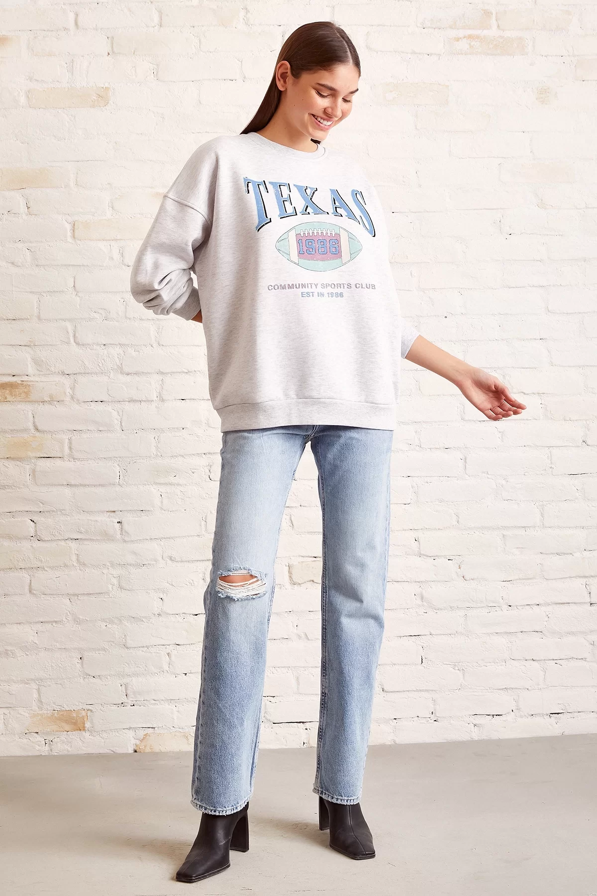 Gesteppter Texas Sweatshirt Grau