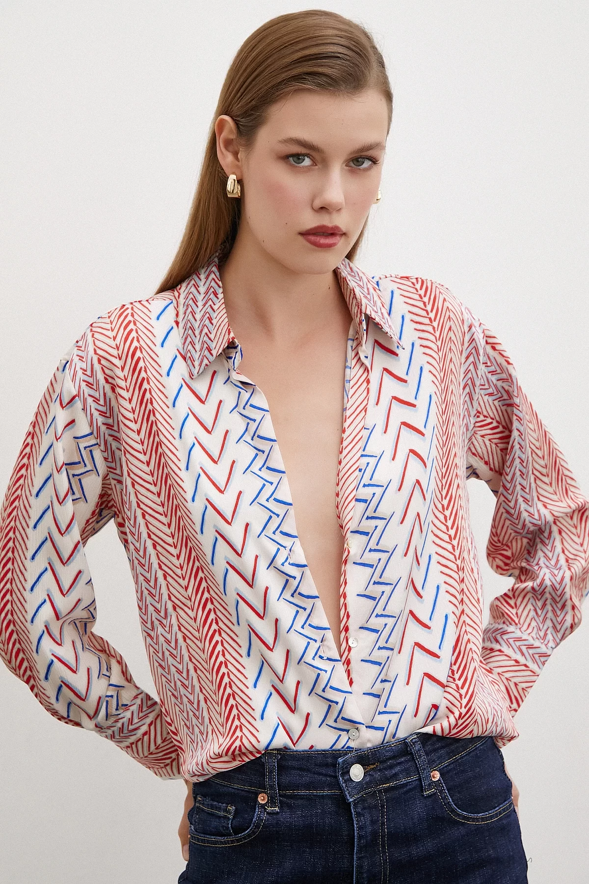 Ethnic Patterned Shirt Red