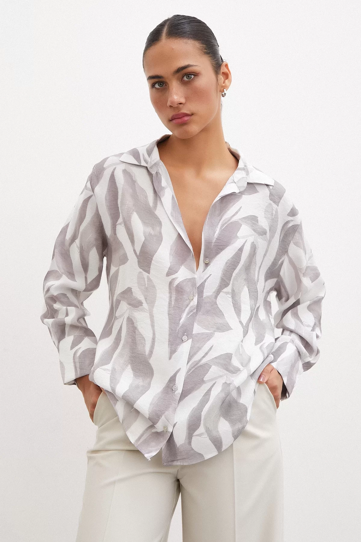 Patterned Modal Shirt Mink