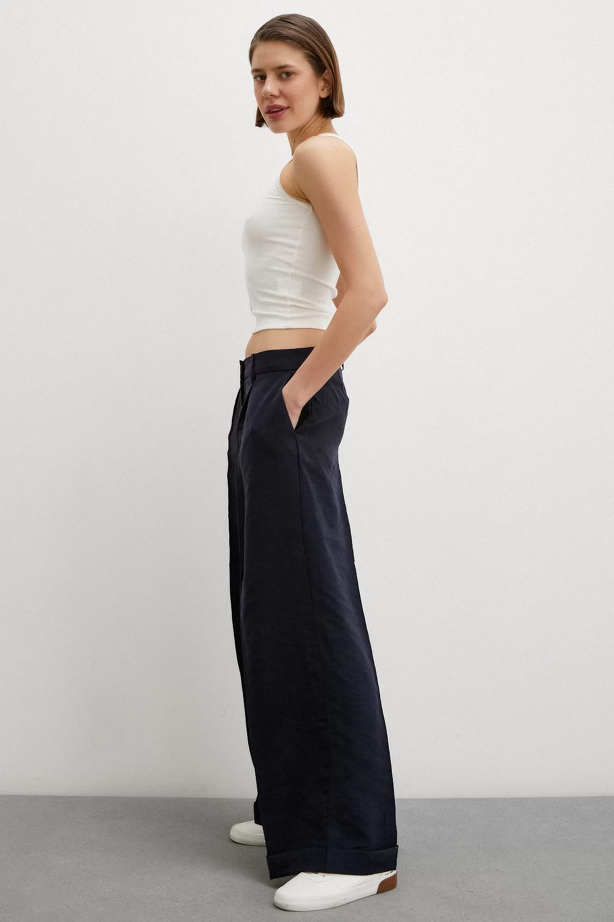 Wide Leg Palazzo Pants Navy