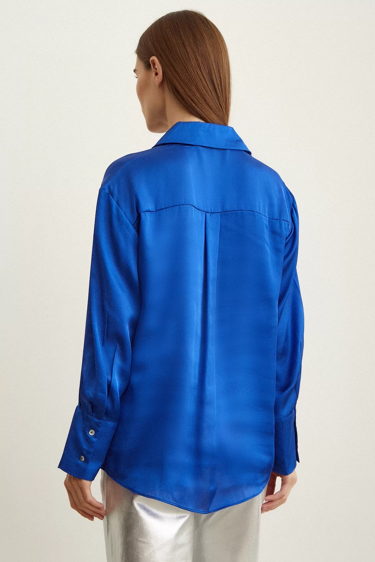 Basic Satin Shirt Blue