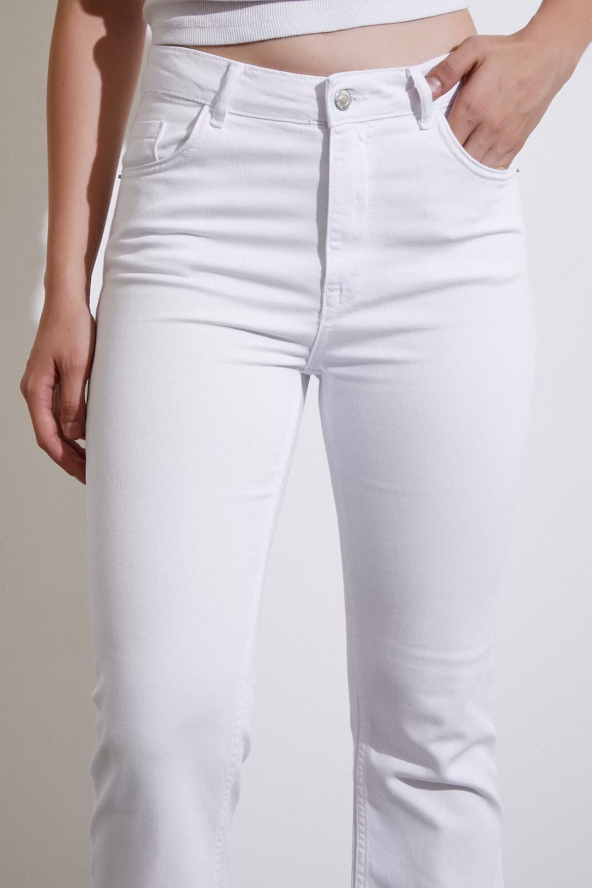 High Waist Flared Leg Spanish Jeans White