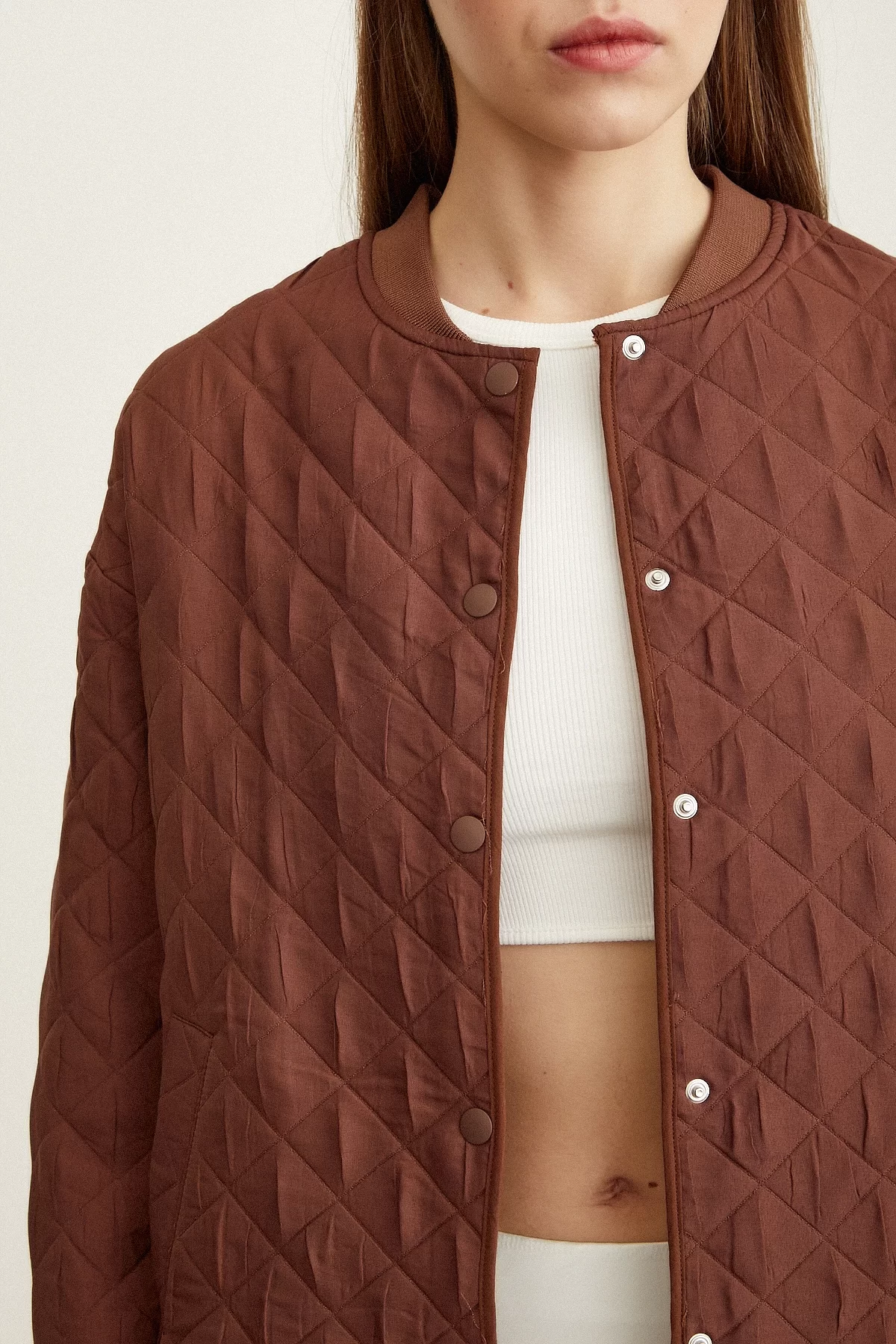 Bomber Quilted Jacket Brown