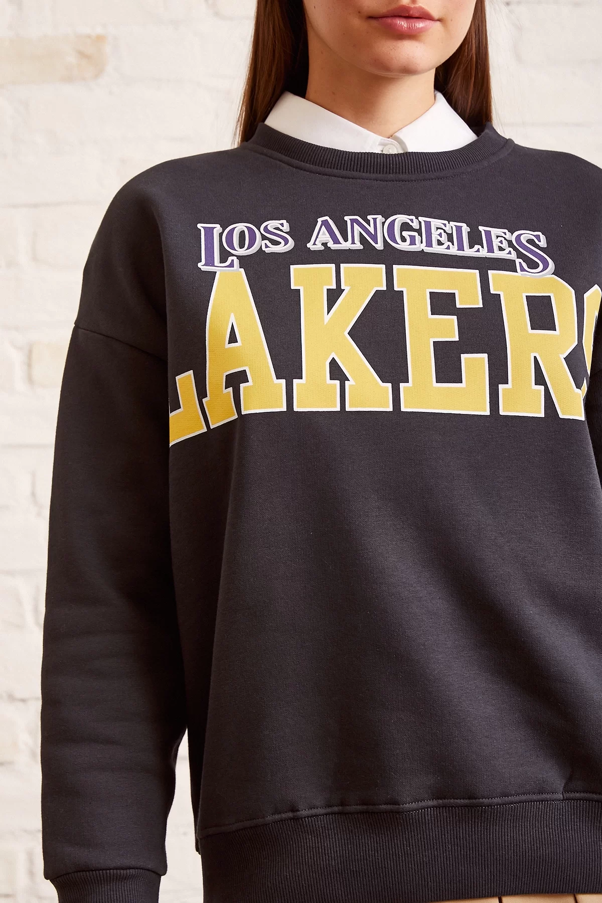 Lakers Baskılı Sweatshirt Antirasit