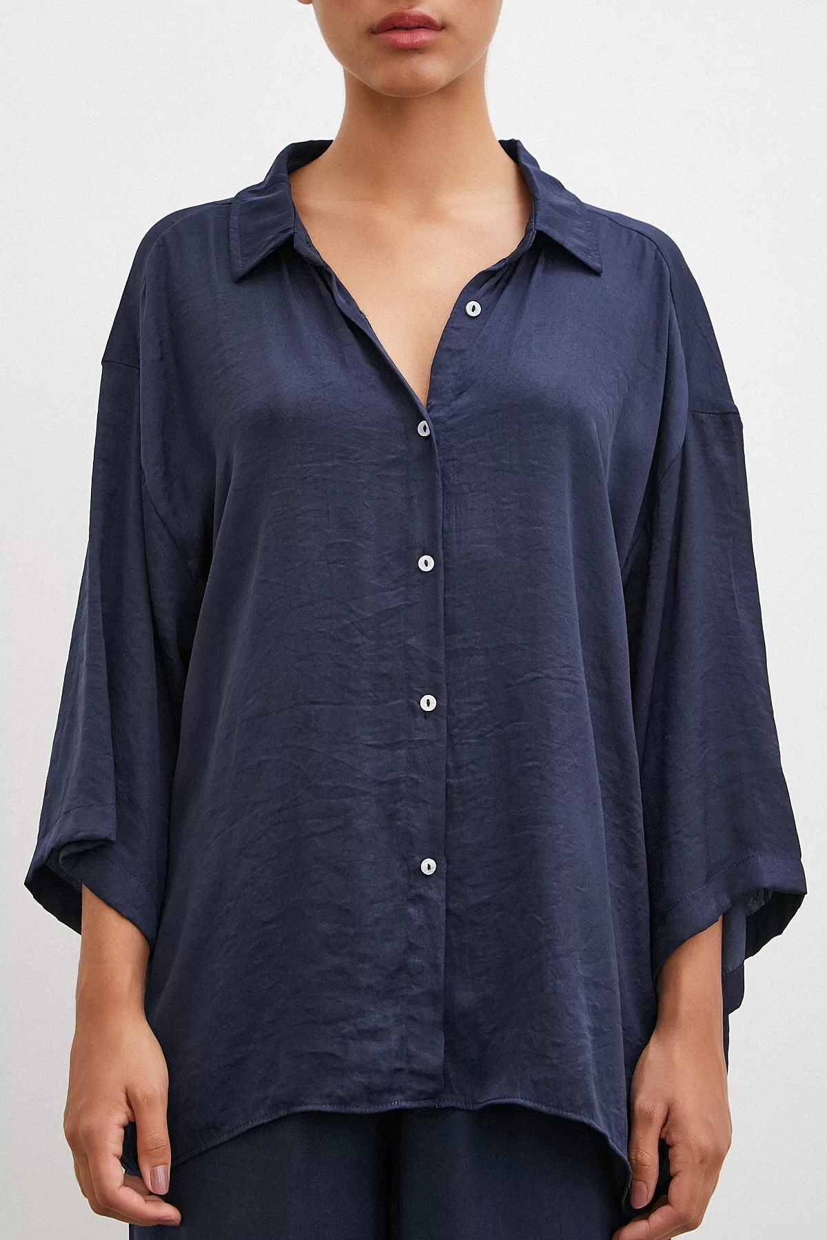 Flowy Romantic Shirt Navy