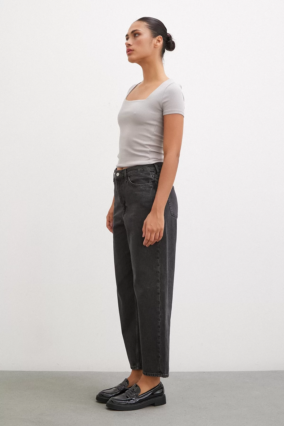 High Waist Mom Jeans Schwarz