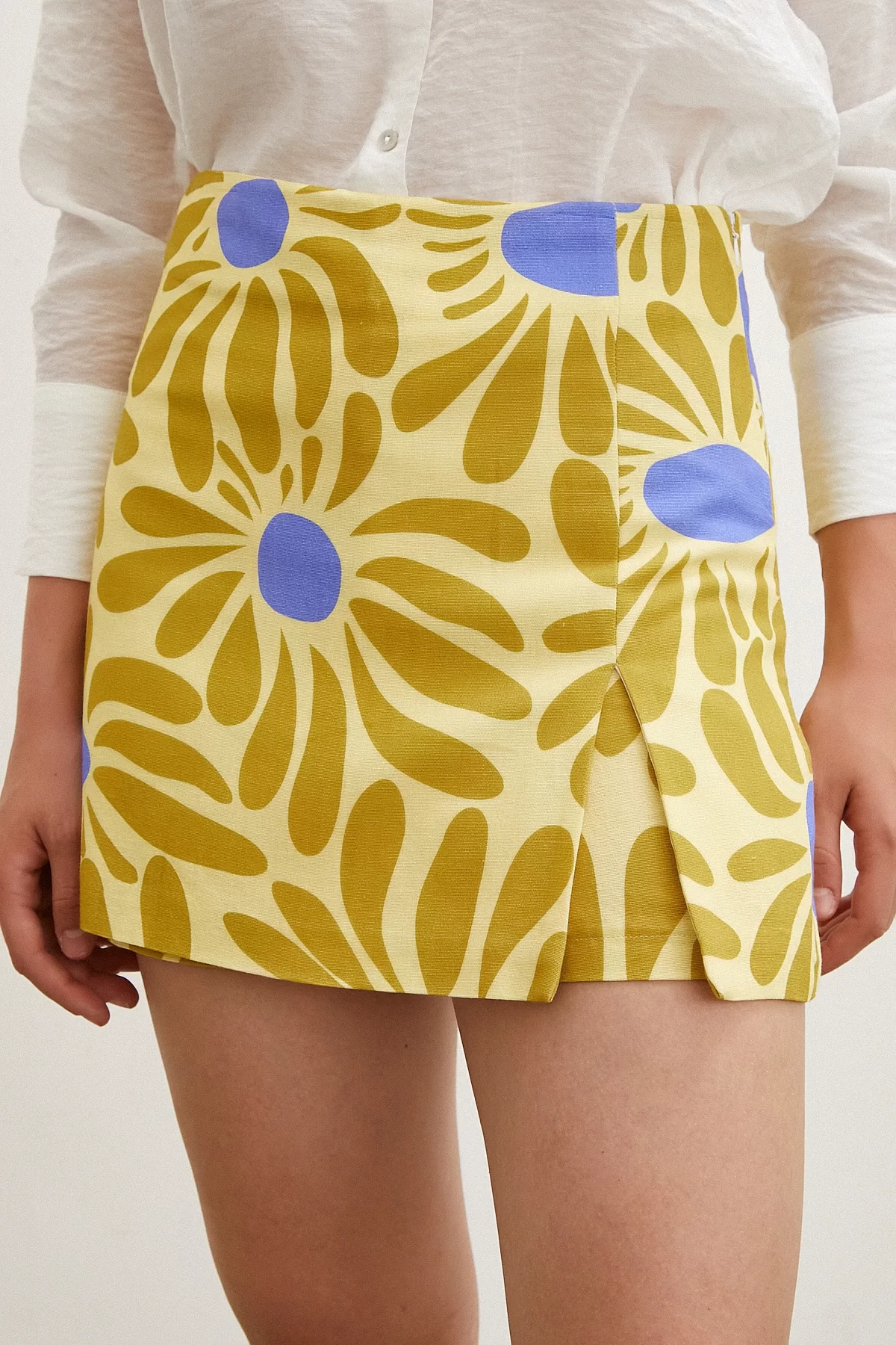 Patterned Shorts Skirt Yellow